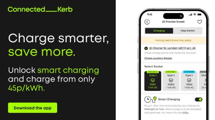 Connected Kerb smart charging and relaunched app